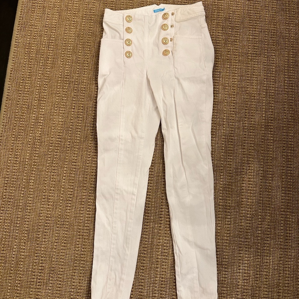 J. McLaughlin Nautical Style High Waist Skinny Hastings Jeans White in size 0